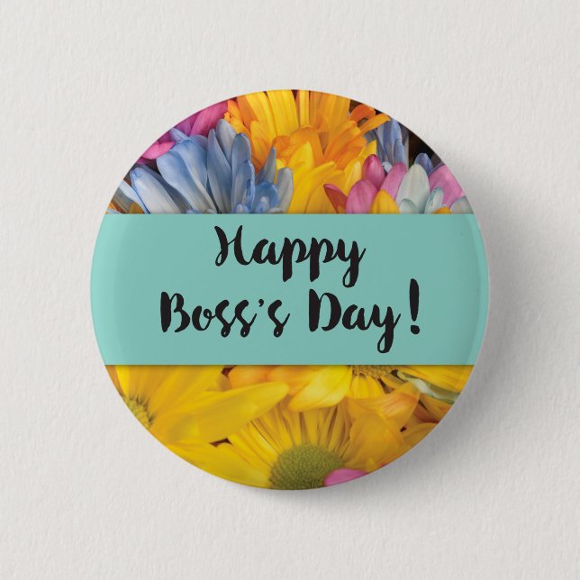 Badge Rond 5 Cm Boss’s Day Merci Gerbera Daisies (Devant)