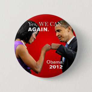 Badge Rond 5 Cm Bosse de poing d'Obama - oui nous pouvons, encore