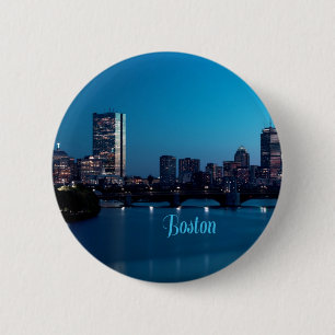 Badge Rond 5 Cm Boston Massachusetts City Skyline