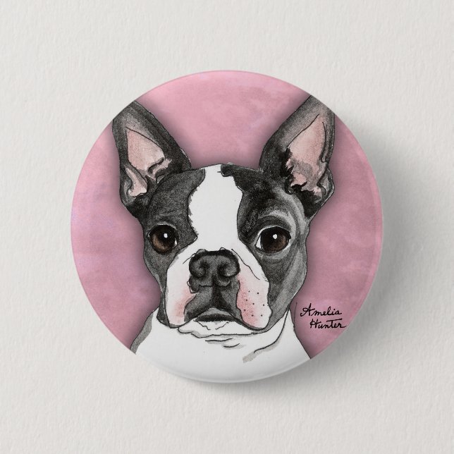Badge Rond 5 Cm Boston Terrier (Devant)