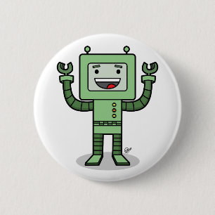 Badge Rond 5 Cm Bot heureux - bouton