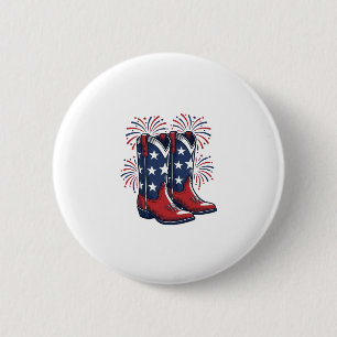 Badge Rond 5 Cm Bottes de cowboy patriotiques conception de chemis