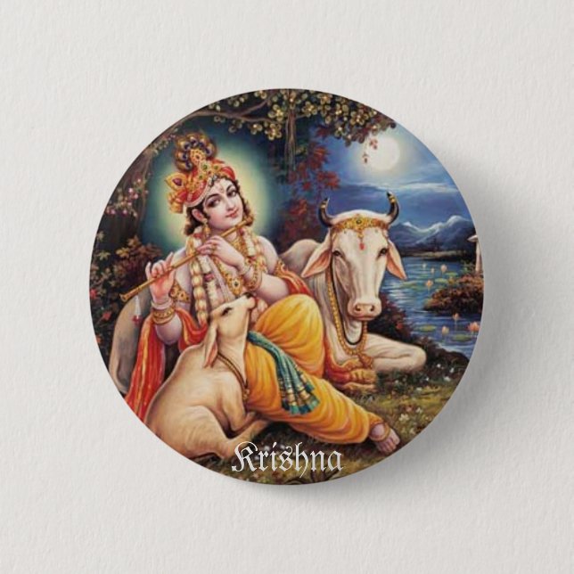 Badge Rond 5 Cm botton Krishna (Devant)