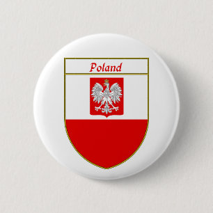 Badge Rond 5 Cm Bouclier de drapeau de la Pologne