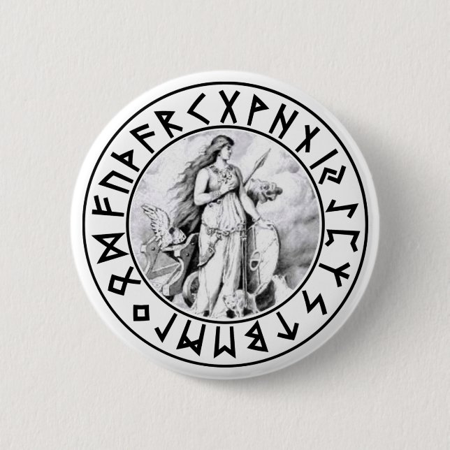 Badge Rond 5 Cm bouclier de Freya Rune de bouton (Devant)
