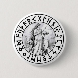 Badge Rond 5 Cm bouclier de Freya Rune de bouton