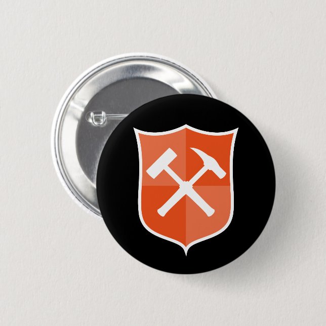 Badge Rond 5 Cm Bouclier de marteau de roche traversé (Devant & derrière)