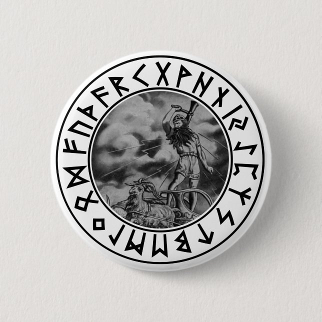 Badge Rond 5 Cm bouclier de rune de Thor de bouton (Devant)