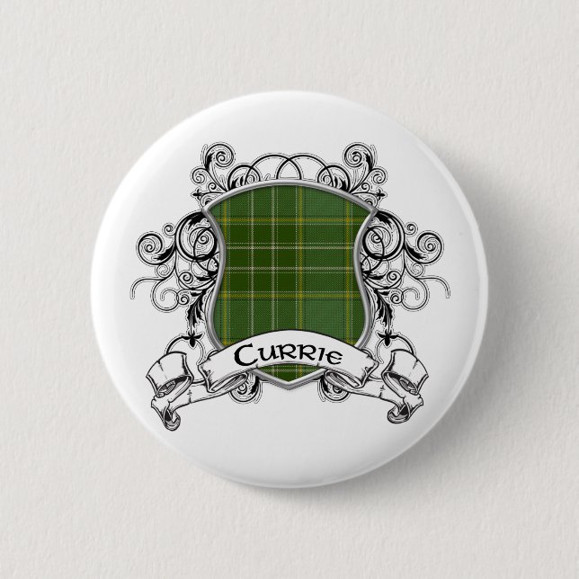 Badge Rond 5 Cm Bouclier de tartan de Currie (Devant)