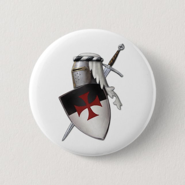 Badge Rond 5 Cm Bouclier de Templar de chevaliers (Devant)