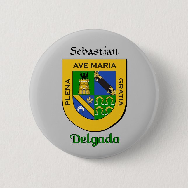Badge Rond 5 Cm Bouclier historique Delgado personnalisé (Devant)