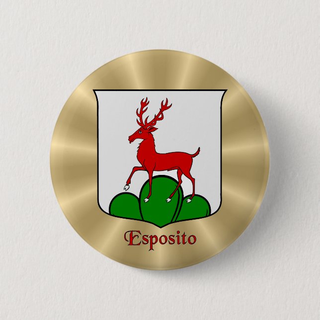 Badge Rond 5 Cm Bouclier historique Esposito sur Sunburst d'or (Devant)