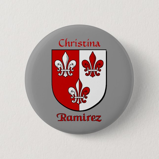 Badge Rond 5 Cm Bouclier historique personnalisé de Ramirez (Devant)
