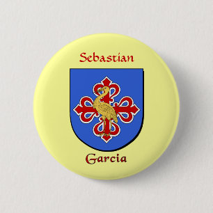 Badge Rond 5 Cm Bouclier historique personnalisé Garcia
