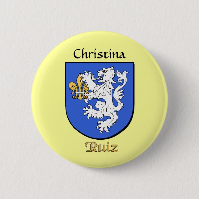 Badge Rond 5 Cm Bouclier historique personnalisé Ruiz (Devant)