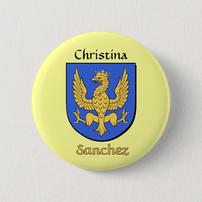 Badge Rond 5 Cm Bouclier historique personnalisé Sanchez (Devant)