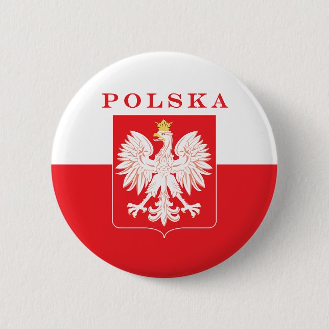 Badge Rond 5 Cm Bouclier rouge de l'aigle polska (Devant)
