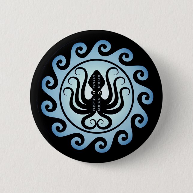 Badge Rond 5 Cm Boucliers grecs anciens : Octopus (Eau) (Devant)