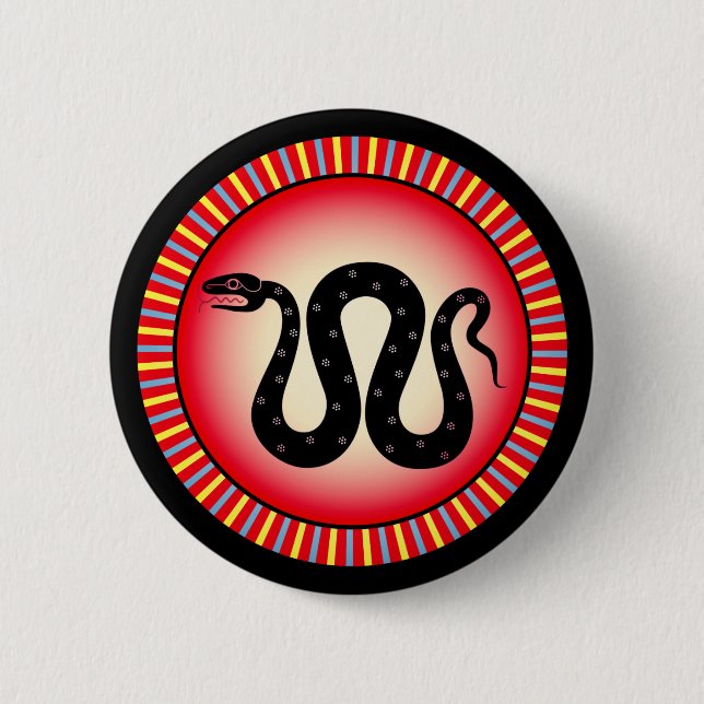 Badge Rond 5 Cm Boucliers grecs anciens : Serpent (Feu) (Devant)