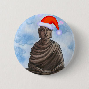 Badge Rond 5 Cm Bouddha de Noël !
