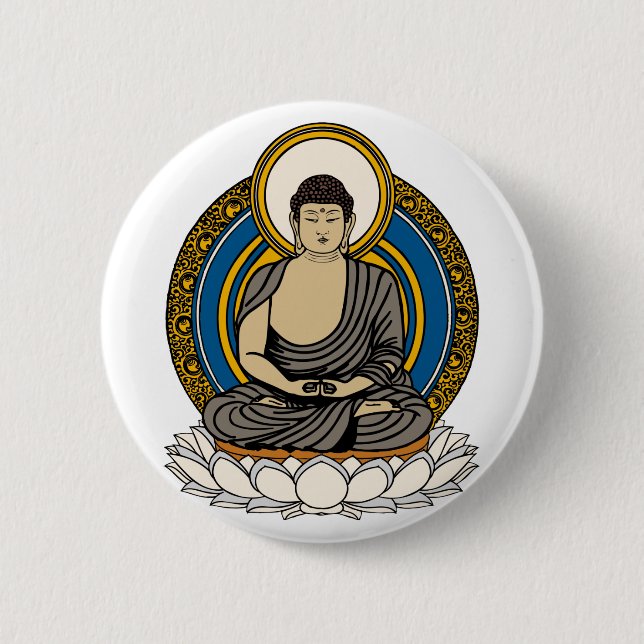 Badge Rond 5 Cm Bouddha Dhyana Mudra (Devant)