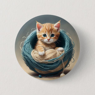 Badge Rond 5 Cm "Bouddles douillets : La retraite laineuse du chat