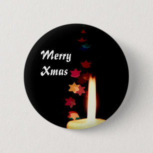 Badge Rond 5 Cm Bougie de Noël contre l'étiquette de nom de bout