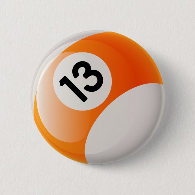 BADGE ROND 5 CM BOULE DE BILLARDS DU NUMÉRO 13 (Devant)