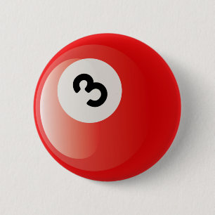 BADGE ROND 5 CM BOULE DE BILLARDS DU NUMÉRO 3