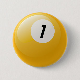 BADGE ROND 5 CM BOULE DE BILLARDS DU NUMÉRO UN