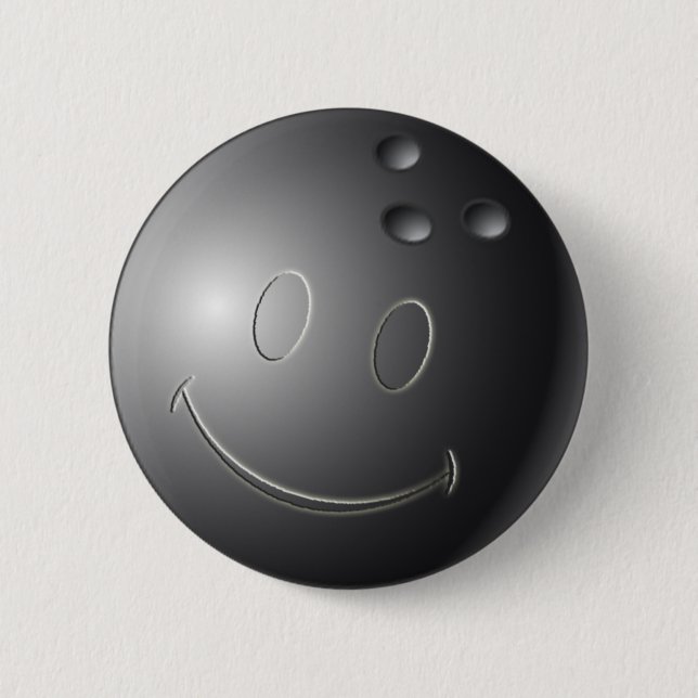 BADGE ROND 5 CM BOULE DE BOWLING DE VISAGE (Devant)