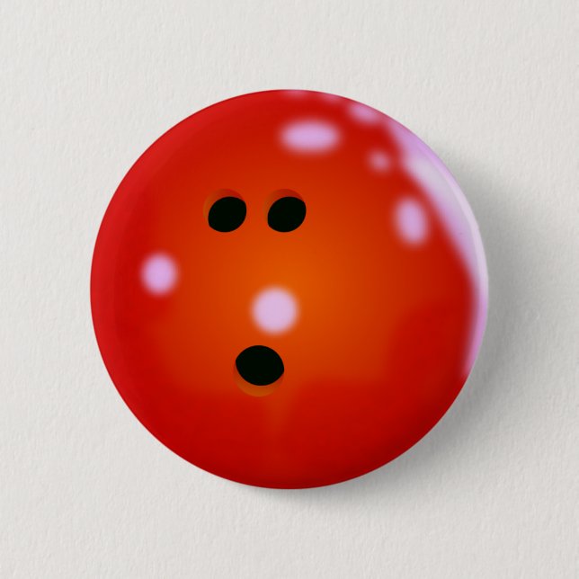 Badge Rond 5 Cm Boule de Bowling (rouge) (Devant)