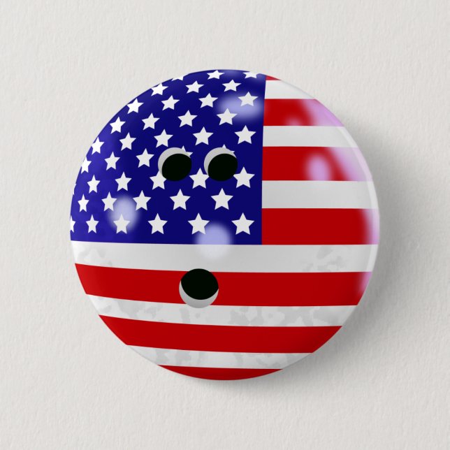 Badge Rond 5 Cm Boule de Bowling (USA) (Devant)