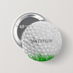 Badge Rond 5 Cm Boule de golf dans l'herbe