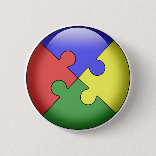 Badge Rond 5 Cm Boule de puzzle d'autisme (Devant)