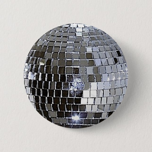 Badge Rond 5 Cm Boule Disco Argent (Devant)