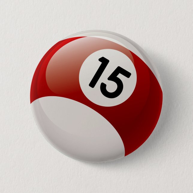 BADGE ROND 5 CM BOULE DU NUMÉRO 15 BILLARDS (Devant)