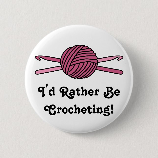 Badge Rond 5 Cm Boule rose des crochets de fil et de crochet (Devant)