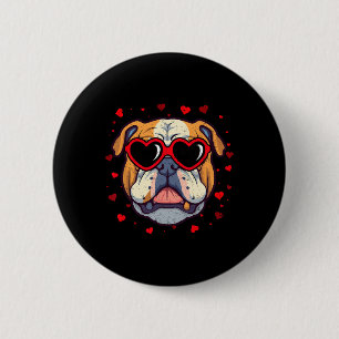Badge Rond 5 Cm Bouledogue anglais Saint-Valentin Cœur Amoureux de