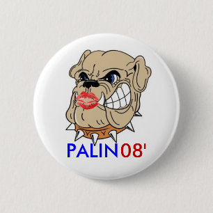 Badge Rond 5 Cm Bouledogue avec le rouge à lèvres