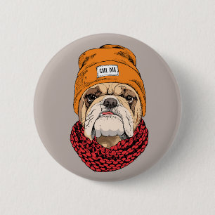Badge Rond 5 Cm Bouledogue frais