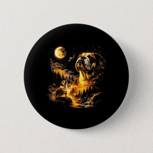 Badge Rond 5 Cm Bouledogue hurlant à la Lune Vintage 90 drôle de c
