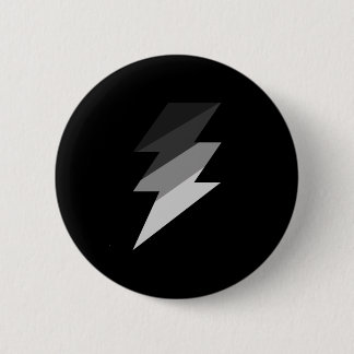 Badge Rond 5 Cm Boulon de tonnerre argenté de foudre