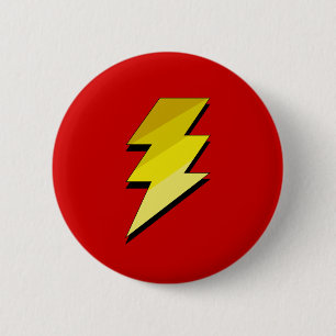 Badge Rond 5 Cm Boulon de tonnerre de foudre