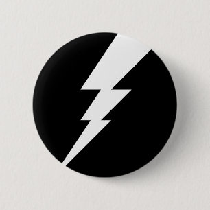 Badge Rond 5 Cm Boulon éclair blanc