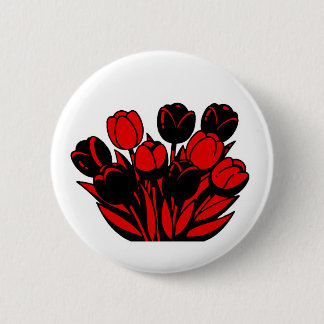 Badge Rond 5 Cm Bouquet de tulipes rouges et noires