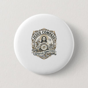 Badge Rond 5 Cm Boussole Jésus Direction Spirituelle Boussole Jésu