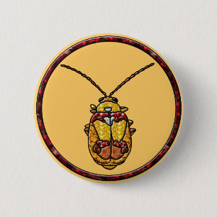 Badge Rond 5 Cm Bouteille à feuilles rouges