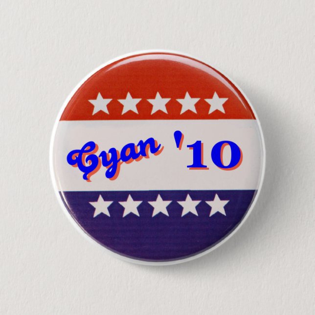 Badge Rond 5 Cm 'Bouton 10 cyan (Devant)