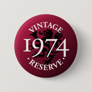 Badge Rond 5 Cm Bouton 1974 vintage de Pinback de réservation